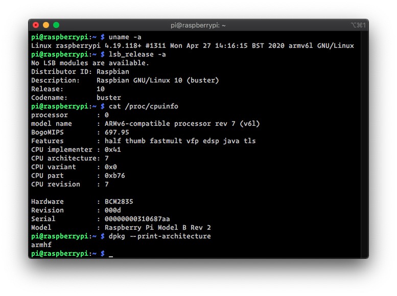 Raspberry Pi rev 2 Model B, Revision: 000d.