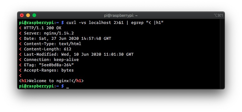 nginx/1.14.2 running on the Raspberry Pi