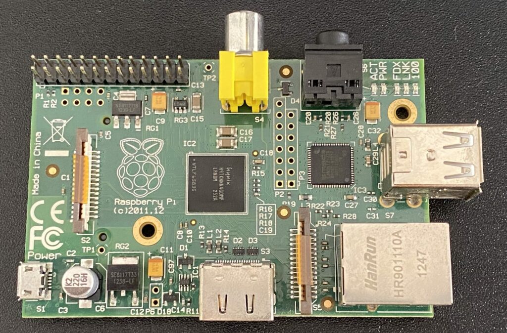 The top view of the Raspberry Pi board